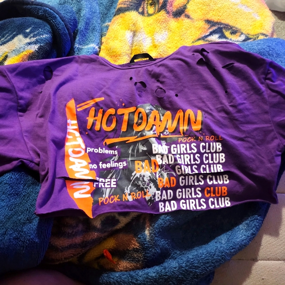 A shein medium purple ripped crop top